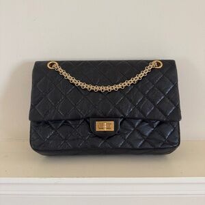 Chanel Quilted Calfskin Black Leather 2.55 Handbag
